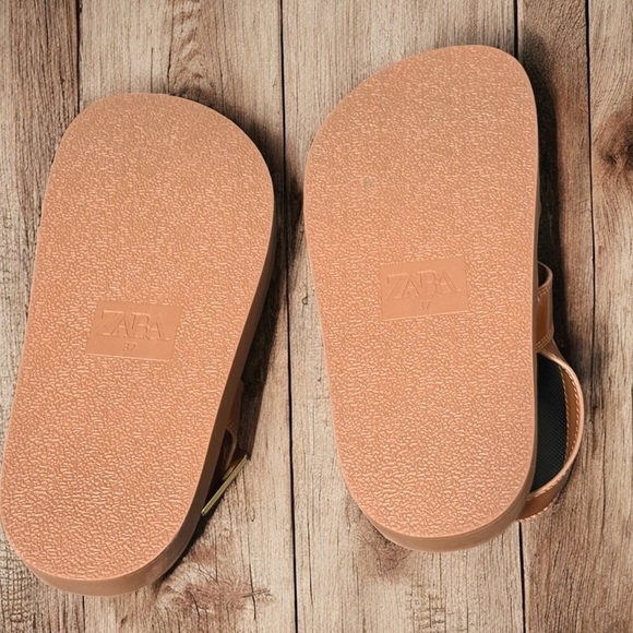 ZARA CROSSED STRAP FLAT SANDALS Size 6.5/7 US (37) - Picture 7 of 14